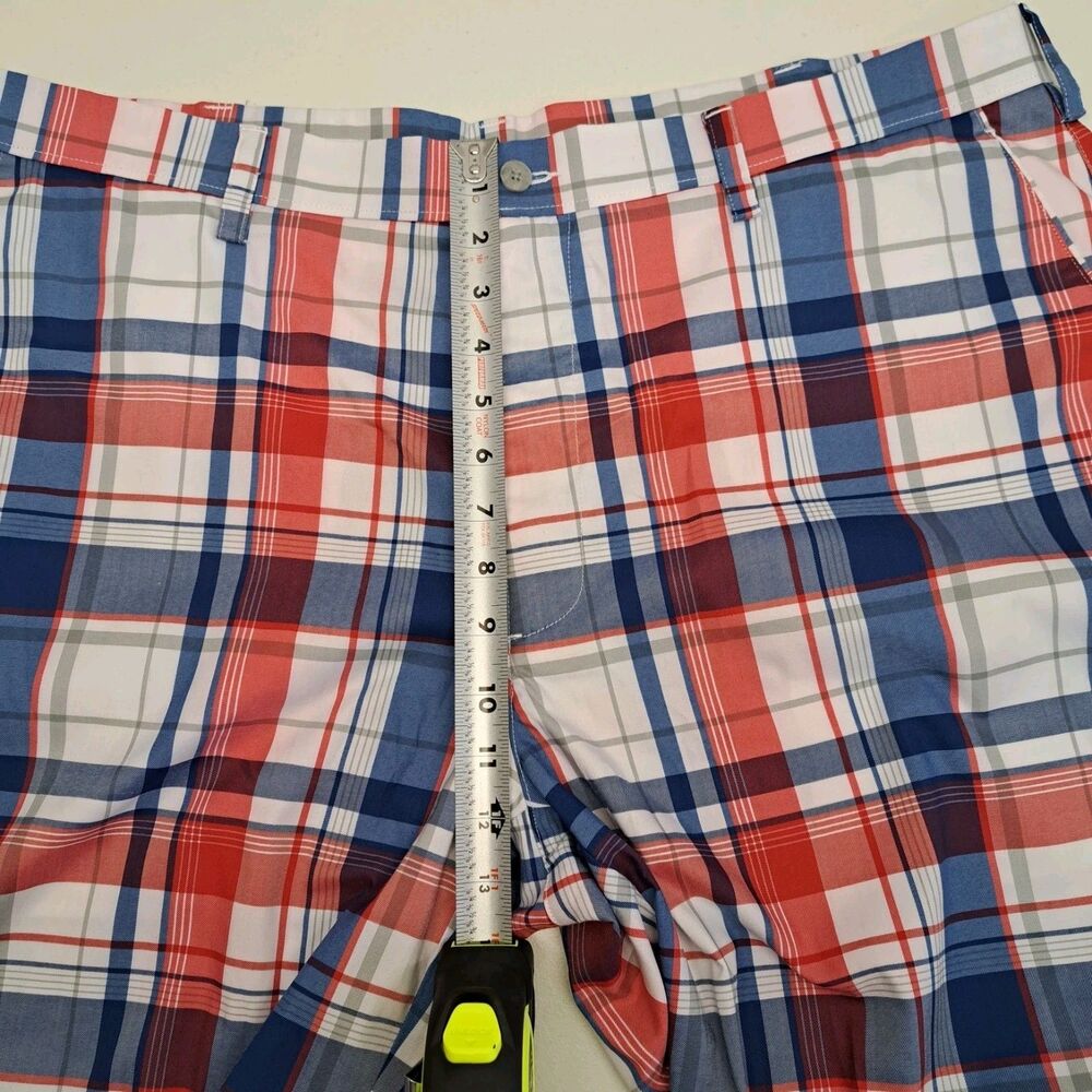 Pro Series PGA TOUR  Men's 40 Red/White/Blue Plaid Shorts - Picture 6 of 7